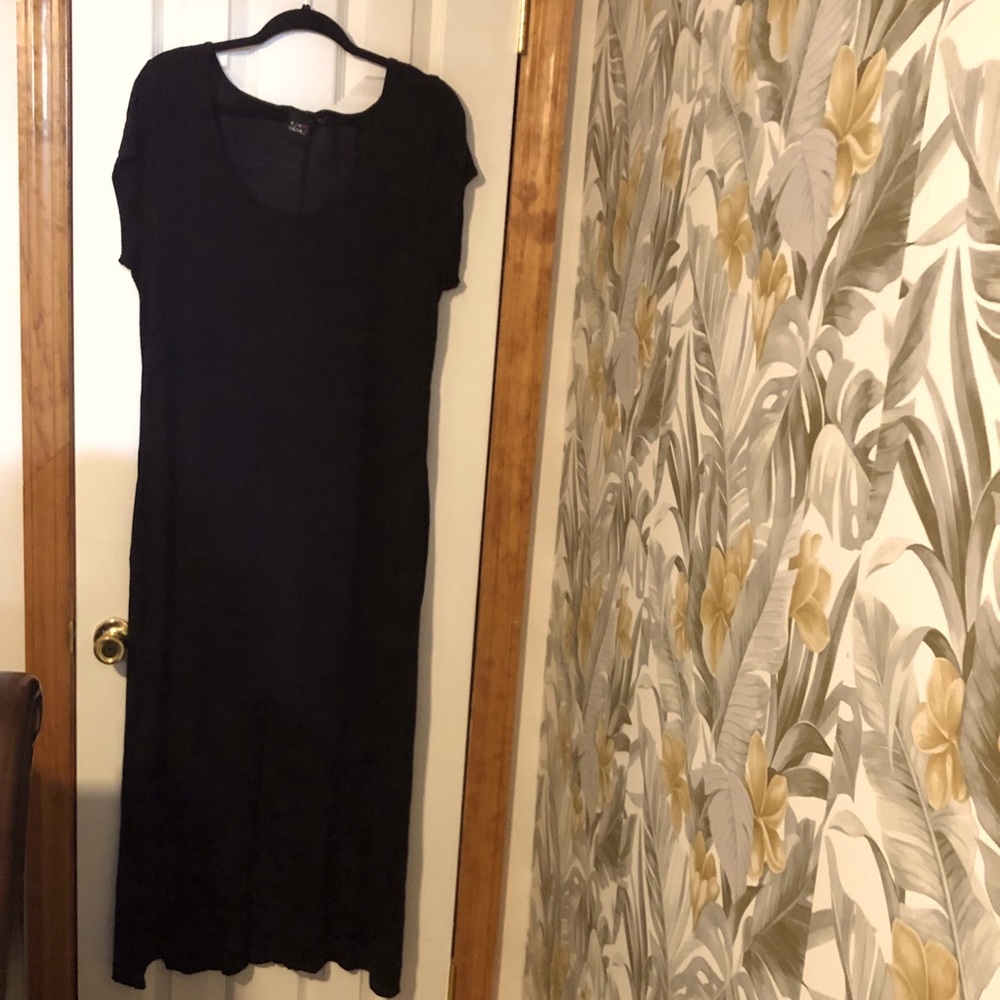Black Long Summer Top with Side Slits